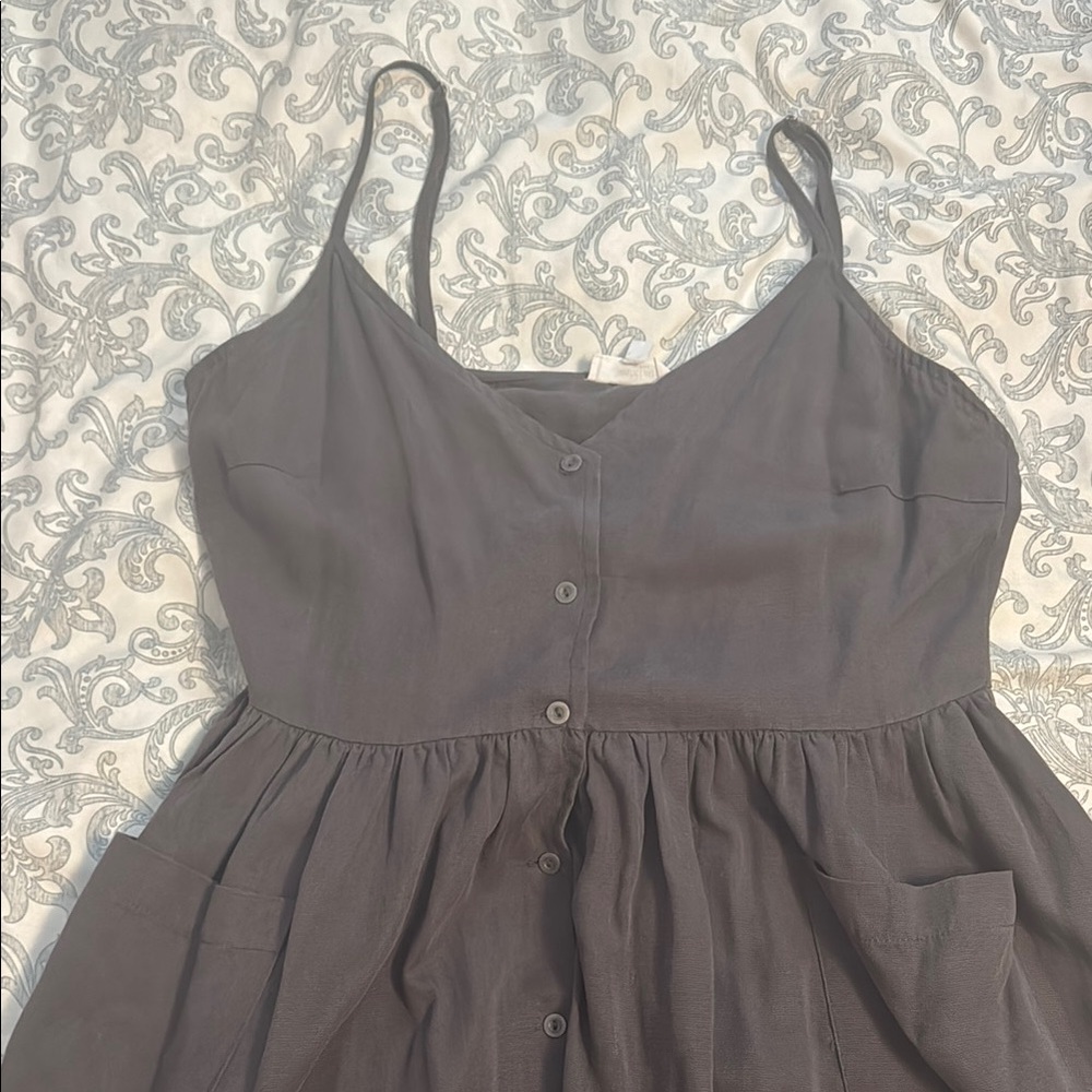 Chic Charcoal Button-Down Dress